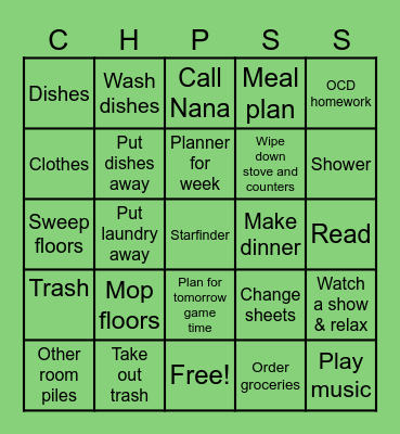 Weekend Bingo Card