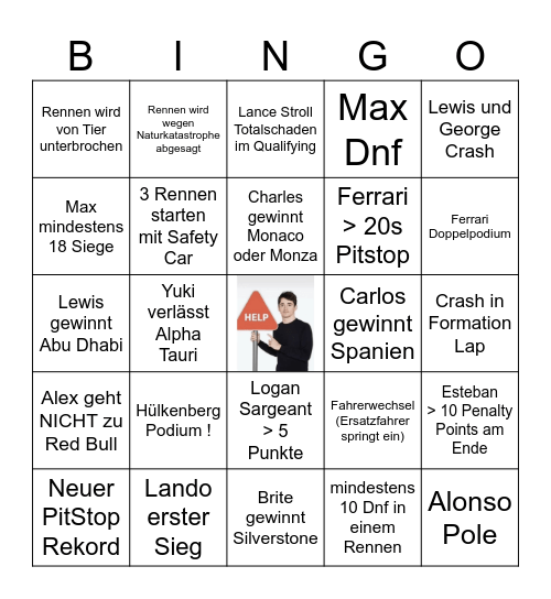 F1 2024 <3 Bingo Card