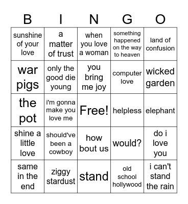 shuffle bingo 30 Bingo Card