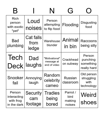 Unusual Videos Bingo Card