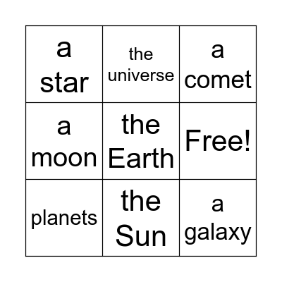 THE UNIVERSE Bingo Card