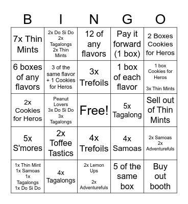 Girl Scout Booth Bingo Card