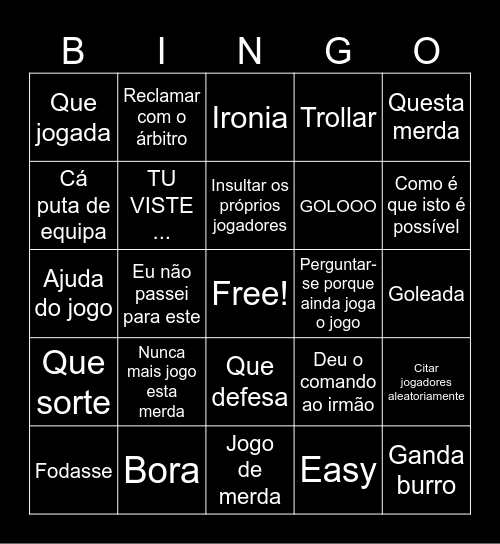 Fifa Bingo Card