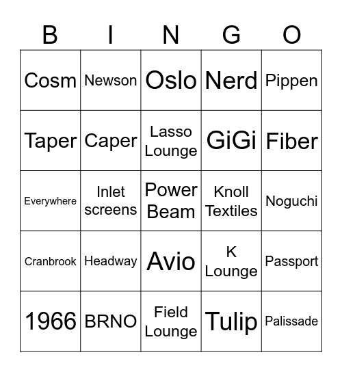 MillerKnoll Bingo Card