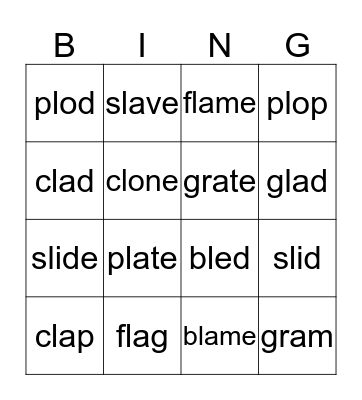l blends Bingo Card
