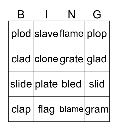 l blends Bingo Card