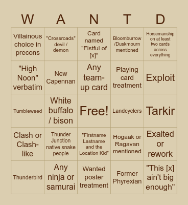 Thunder Junction Bingo Card