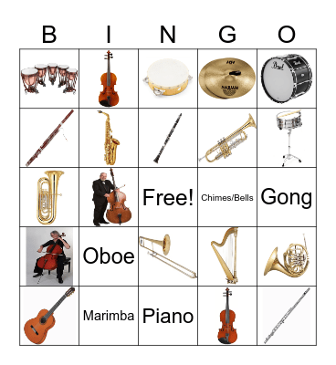 INSTRUMENTS Bingo Card