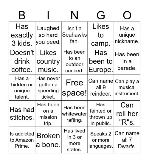 Find someone who... Bingo Card