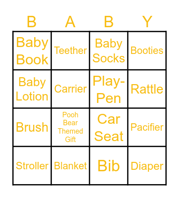 Baby Bingo Card