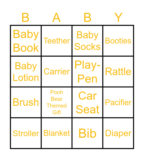 Baby Bingo Card