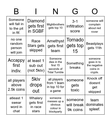 Blissful bingo Card