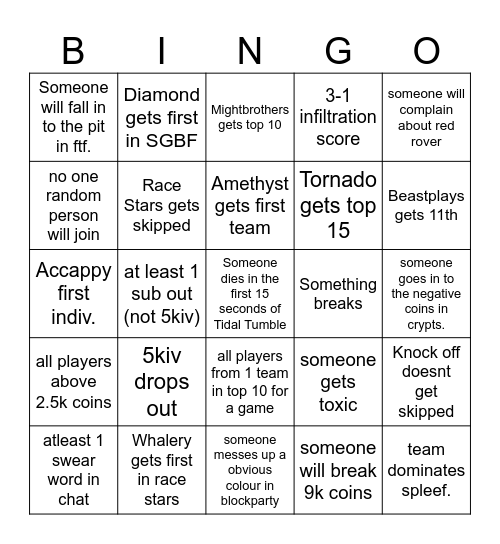 Blissful bingo Card