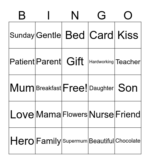 Mother's Day Bingo! Bingo Card