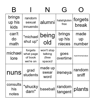 Mingo Bingo Card