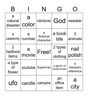True Random Bingo Card