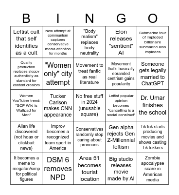 Amber's 2024 Predictions Bingo Card