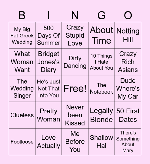 Dream Team ROM COM BINGO Card