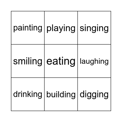 ing   verbs Bingo Card