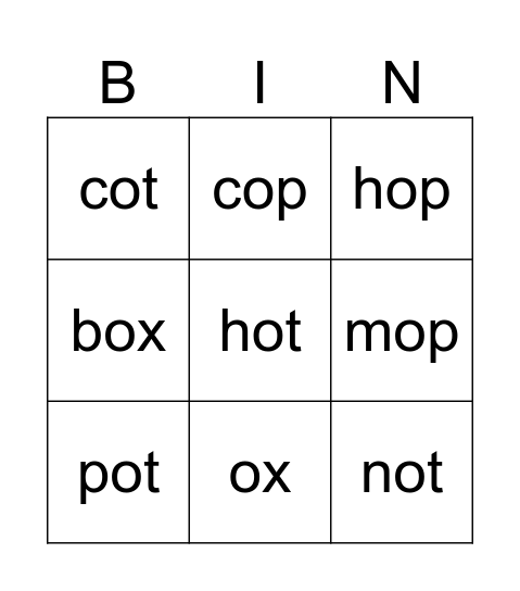 Unit 6 Sounds Great Bingo Card