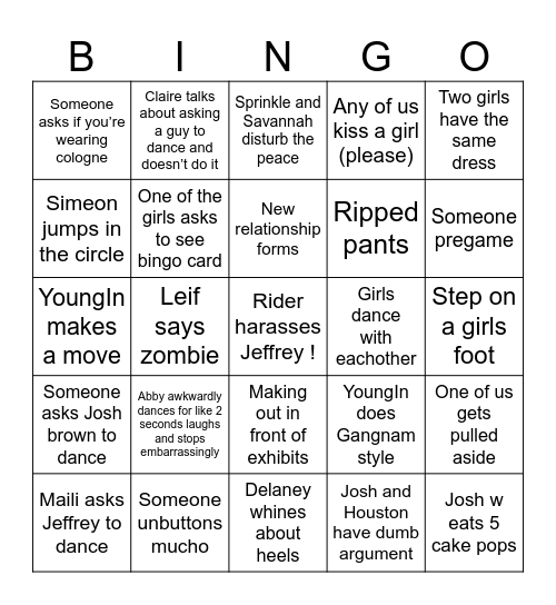 Pres ball bingo Card