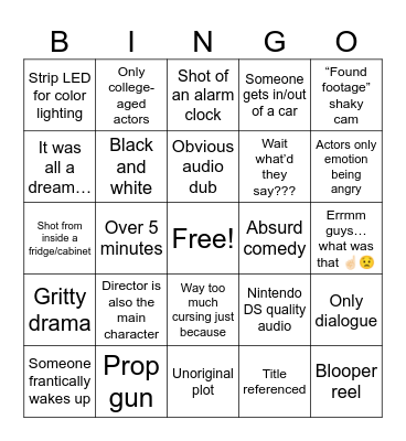Film Fest Bingo Card