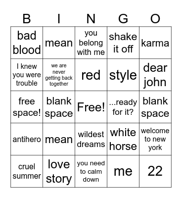 Music Bingo Card