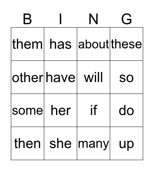 Word wall 2 Bingo Card