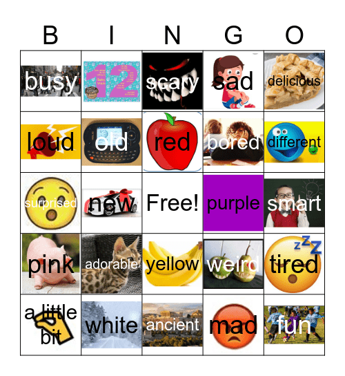 Adjective Bingo Card