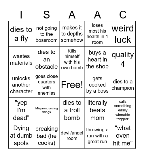 tomato isaac bingo Card