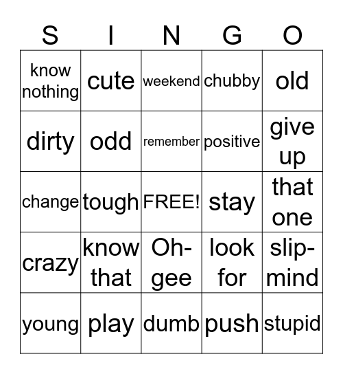 Chapter Nine Bingo Card
