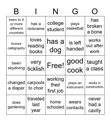 Ice Breaker Bingo Card