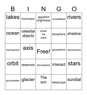 Science Bingo Card