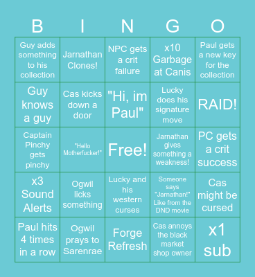 Abomination Bingo Card