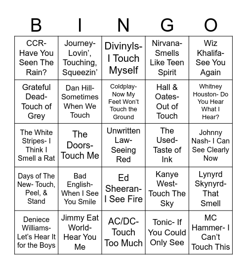 Radio Bingo The Senses Bingo Card