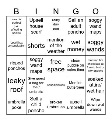 Rainy Day Ollies Bingo Card