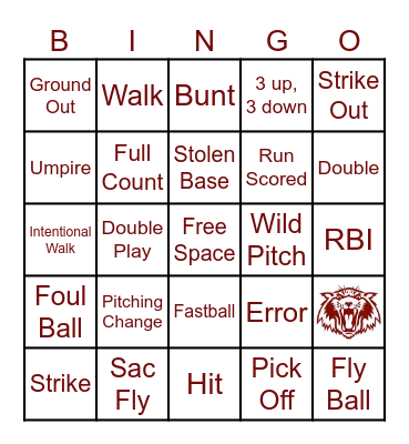 Wildcats Baseball Bingo Card