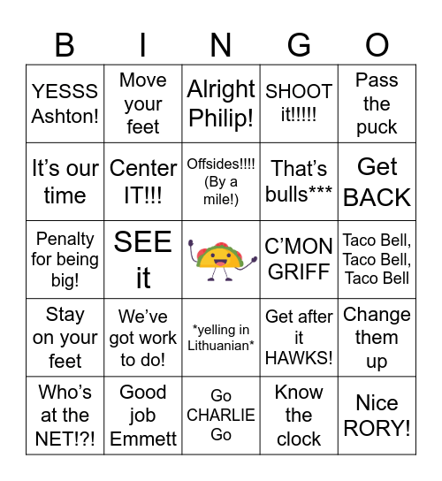 H  A  W  K  S Bingo Card