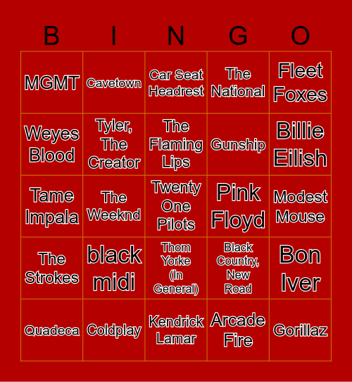 What music do we have in common? Bingo Card