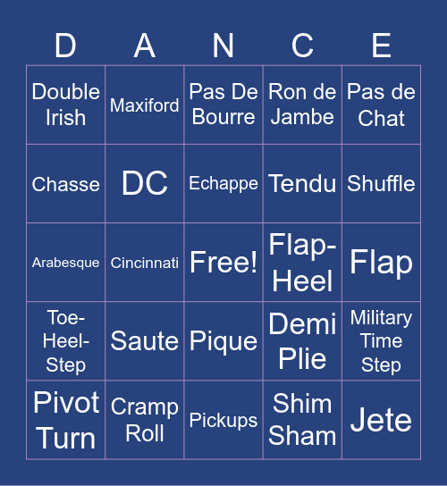 Dance Bingo! Bingo Card