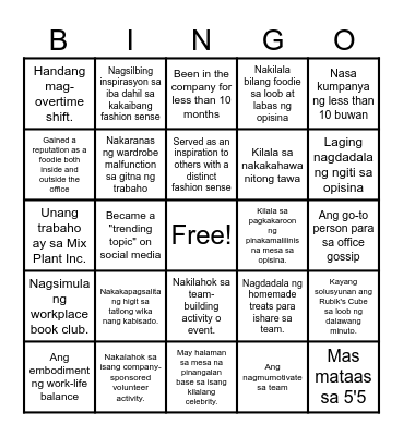 Kamustahan Bingo Card