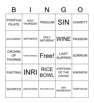 LENT Bingo Card