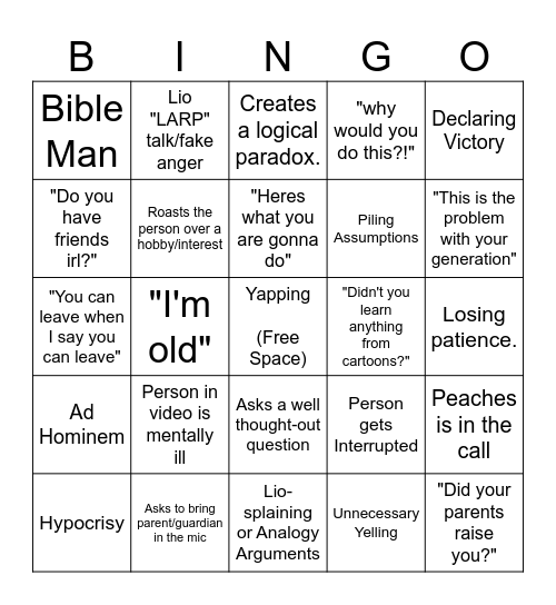 Lio Bingo Card