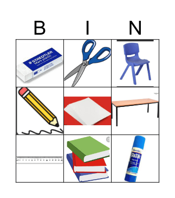 Classroom Objects Bingo Card