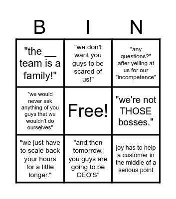 WORK MEETING Bingo Card