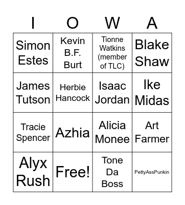 Black Musicians Bingo Card