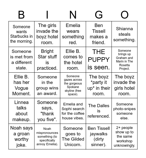 KCACTF Bingo Card