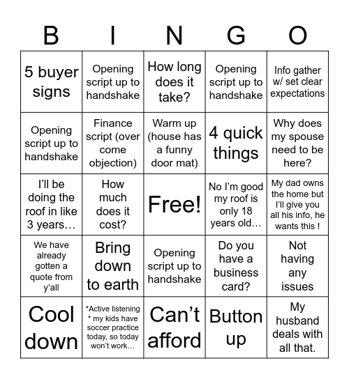 Proper Bingo Card