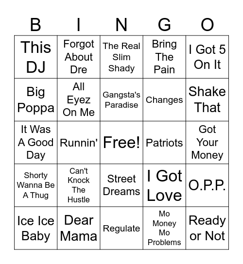 90s/2000s Bingo Card