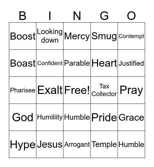 Humility Makes Us Special Bingo Card